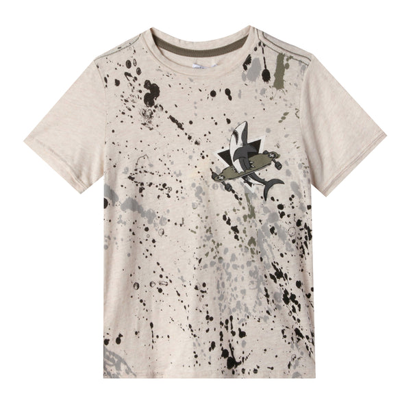 Skating Shark Boys Splatter Print Tee,Shirts,Art & Eden-The Little Clothing Company